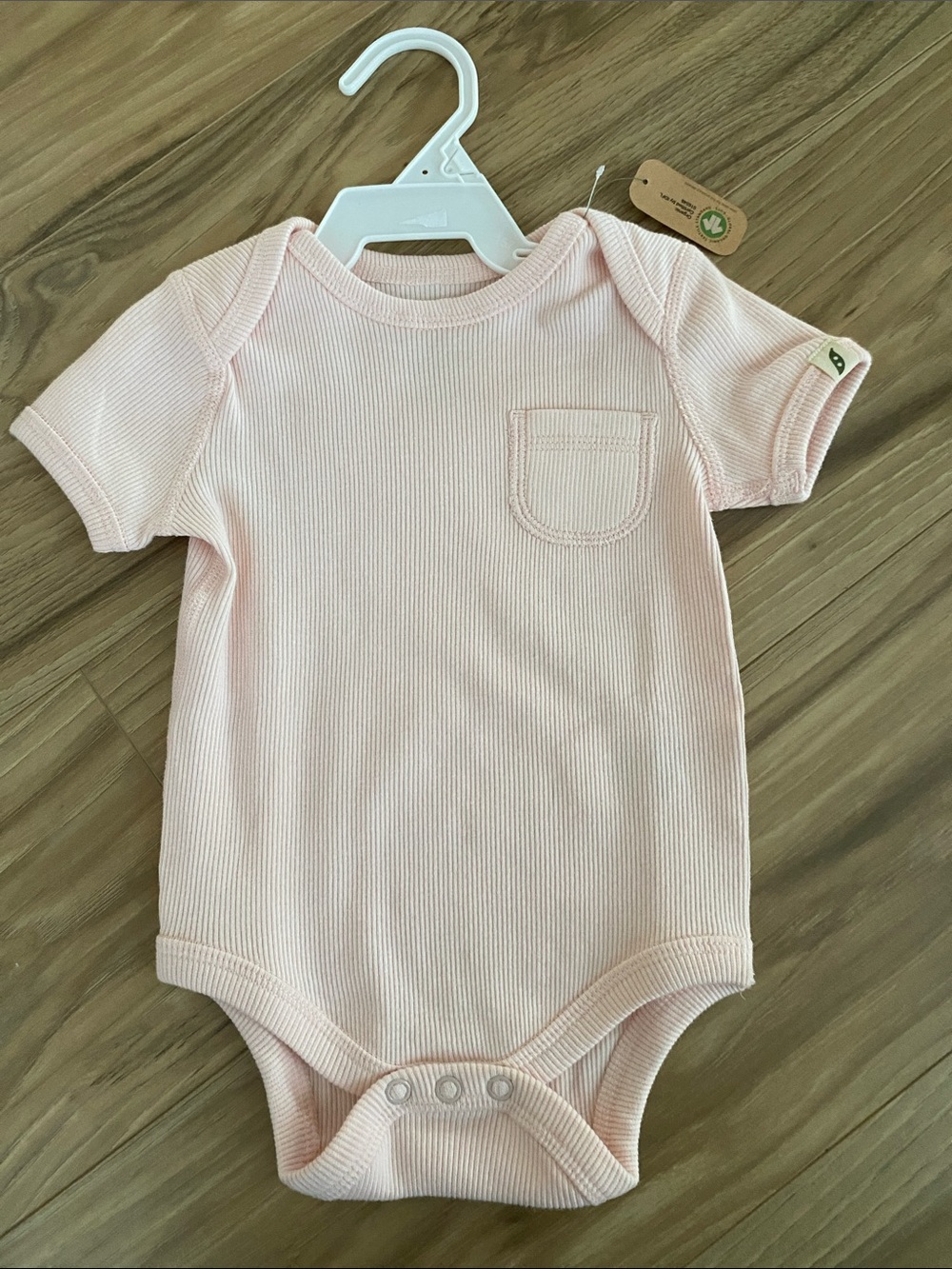 Organic Ribbed Pink Baby One-Piece Bodysuit
